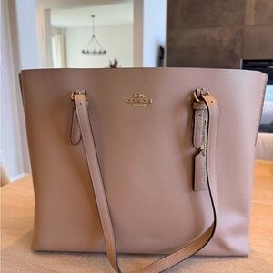 Coach Beige Leather Tote Bag